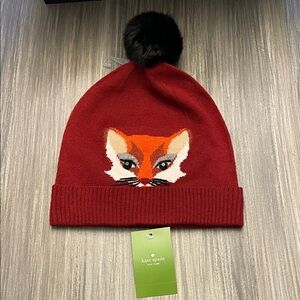 Kate Spade Red Fox Beanie with Black Pom New with Tag Size O/S